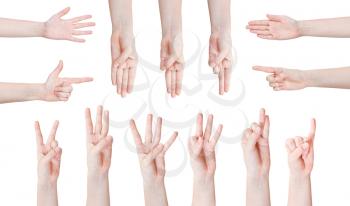 set of scoring hand gesture isolated on white background