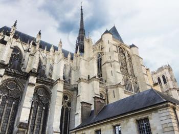 exterior of medieval Amiens Cathedral, picardy, France