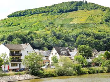 houses in Ellenz Poltersdorf village on Moselle river, Germany
