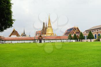 View of Wat Phra Kaew Complex from Northeast. Temple Complex of the Emerald Buddha in Bangkok, Thailand