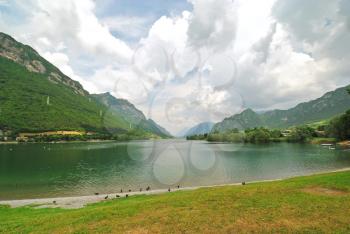 view of Lake Idro from Idro town, Lombardy, Italy