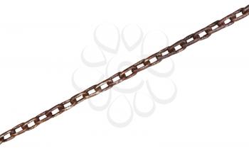 wet old rusty metal chain isolated on white background