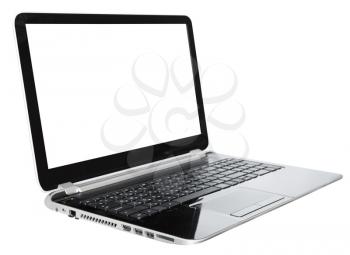 open laptop with cut out screen isolated on white background