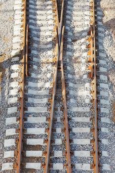 top view of rails on railway