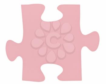 one pink piece of jigsaw puzzle isolated on white background