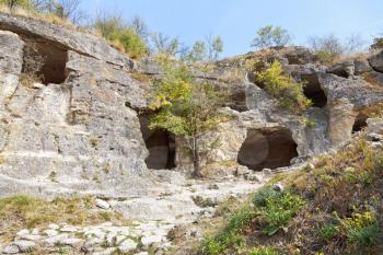 rock Caves of ancient town chufut kale in Crimea