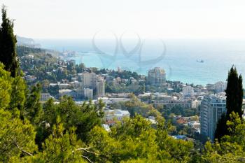 view of Yalta city and seafront from Darsan Hill, Crimea