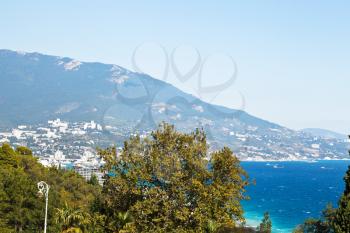 view of Yalta city on Southern Coast of Crimea from Livadiya district