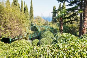 view of Livadiya garden on Southern Coast of Crimea and Black Sea