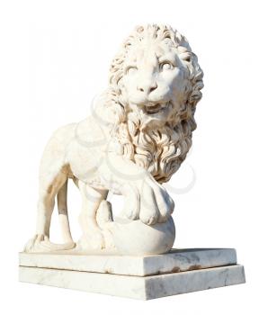 medici lion with sphere near Vorontsov (Alupka) Palace in Crimea isolated on white background