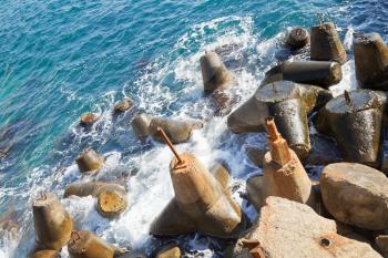 abandoned mooring stones on Southern Coast of Crimea