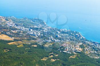 view of Big Yalta city on South coast of Crimea from Ai-Petri mountain