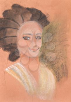 child's drawing - portrait of fairy woman