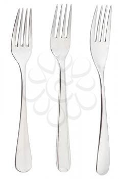 set of dinner forks isolated on white background