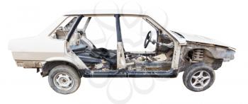 body of disassembled car isolated on white background