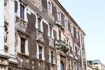 baroque style urban house in Catania city (street via Crociferi), Sicily, Italy
