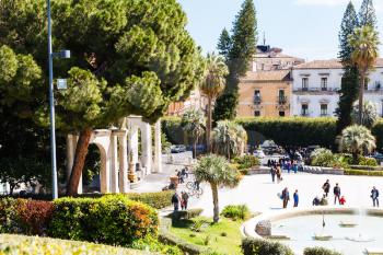 CATANIA, ITALY - APRIL 5, 2015: entrance in Bellini Garden in Catania, Sicily, Italy. The Bellini Garden is in via Etnea, the most beatiful part of Catania, and its surface is over 70000 square meters