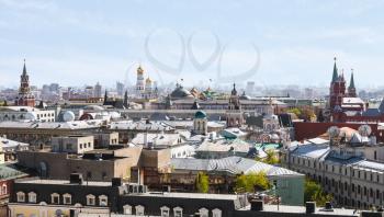 historic center of Moscow city with Kremlin in sunny spring day