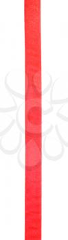 narrow red satin ribbon isolated on white background