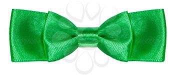 green satin double bow knot isolated on white background