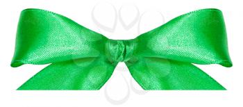 green silk bow knot isolated on white background