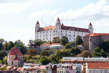 travel to Bratislava city - Bratislava castle over old town