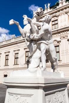 travel to Vienna city - statue near Upper Belvedere Palace, Vienna, Austria