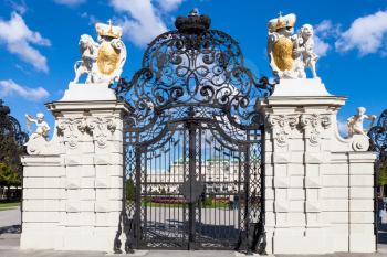 travel to Vienna city - main gate from side of Upper Belvedere Palace, Vienna, Austria