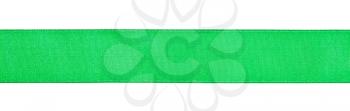 wide green satin ribbon isolated on white background