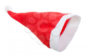 christmas symbol - empty red felt santa claus hat isolated on white background