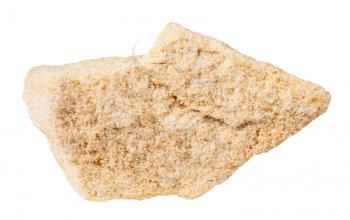 macro shooting of specimen natural rock - specimen of sandstone (arenite) mineral stone isolated on white background