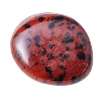 natural mineral gem stone - Mahogany Obsidian gemstone pebble isolated on white background close up