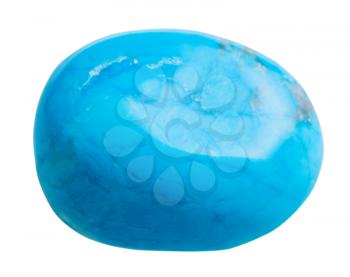natural mineral gemstone - one turkvenit (blue howlite) gem stone isolated on white background close up