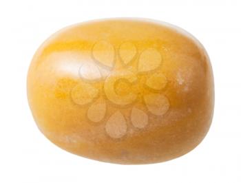 natural mineral gem stone - yellow jasper gemstone isolated on white background close up
