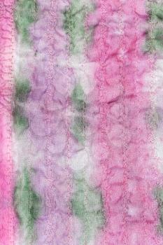 textile background - hand painted stitched pink and green silk fabric