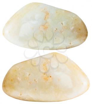 two agate natural mineral gem stones isolated on white background