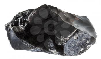macro shooting of collection natural rock - Obsidian (volcanic glass) mineral stone isolated on white background