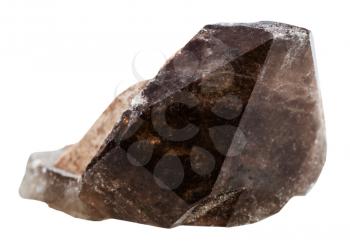 macro shooting of collection natural rock - Morion (brown smoky quartz) mineral crystal isolated on white background