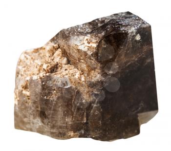 macro shooting of collection natural rock - Morion (brown smoky quartz) mineral stone isolated on white background