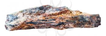 macro shooting of collection natural rock - Schist mineral stone with mica and red Aventurine feldspar isolated on white background
