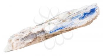 macro shooting of natural mineral stone - kyanite crystalline rock isolated on white background