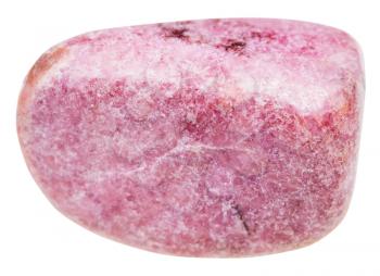 macro shooting of natural mineral stone - pebble of Rhodonite gemstone isolated on white background