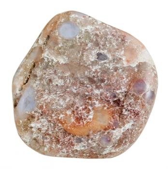 macro shooting of natural gemstone - polished porphyrite (porphyry, porphyrit, porphyr) mineral gem stone isolated on white background