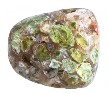 macro shooting of natural gemstone - peridot (Chrysolite, olivine) gem mineral gem stone isolated on white background