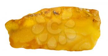 macro shooting of natural gemstone - piece of raw amber mineral gem stone isolated on white background