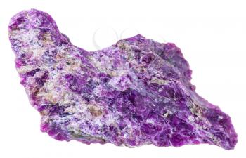 macro shooting of natural rock specimen - piece of Stichtite mineral gemstone isolated on white background