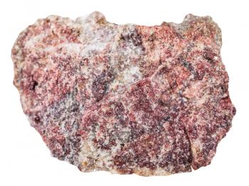 macro shooting of natural mineral stone - piece of pink Dolomite rock isolated on white background