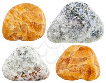 set of various Humite (chondrodite, clinohumite) natural mineral stones and gemstones isolated on white background
