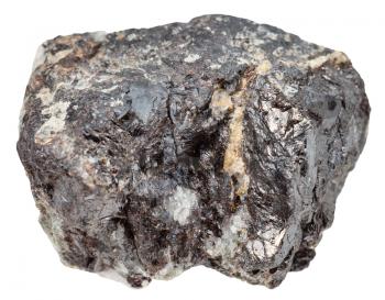 macro shooting of natural mineral stone - specimen of sphalerite (zinc blende) isolated on white background