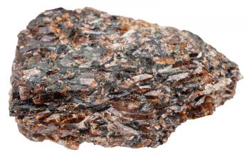 macro shooting of natural mineral stone - specimen of titanite (sphene, calcium titanium) isolated on white background